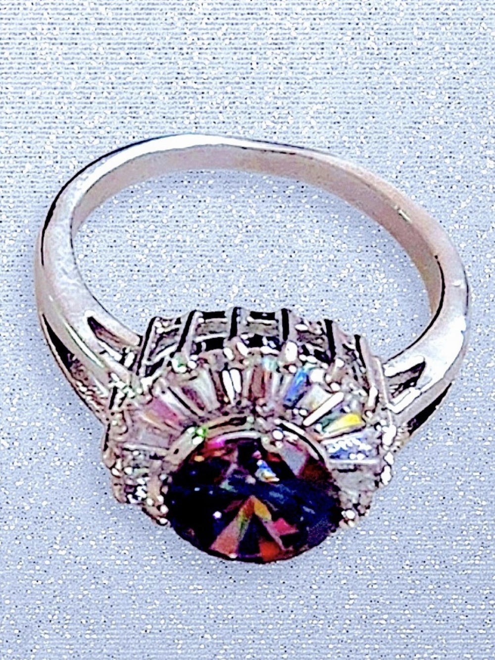 Silver Mystic Topaz Large Solitaire Ring anniversary NWT